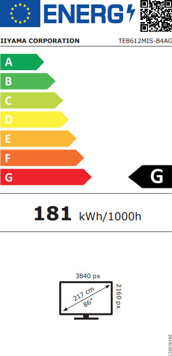 iiyama ProLite TE8612MIS-B4AG energy label