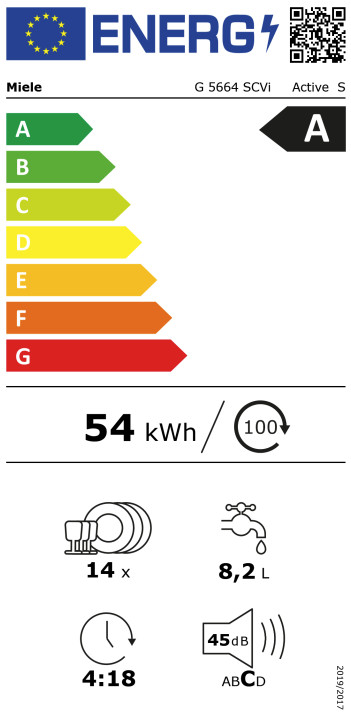 Miele G 5664 SC Vi energy label