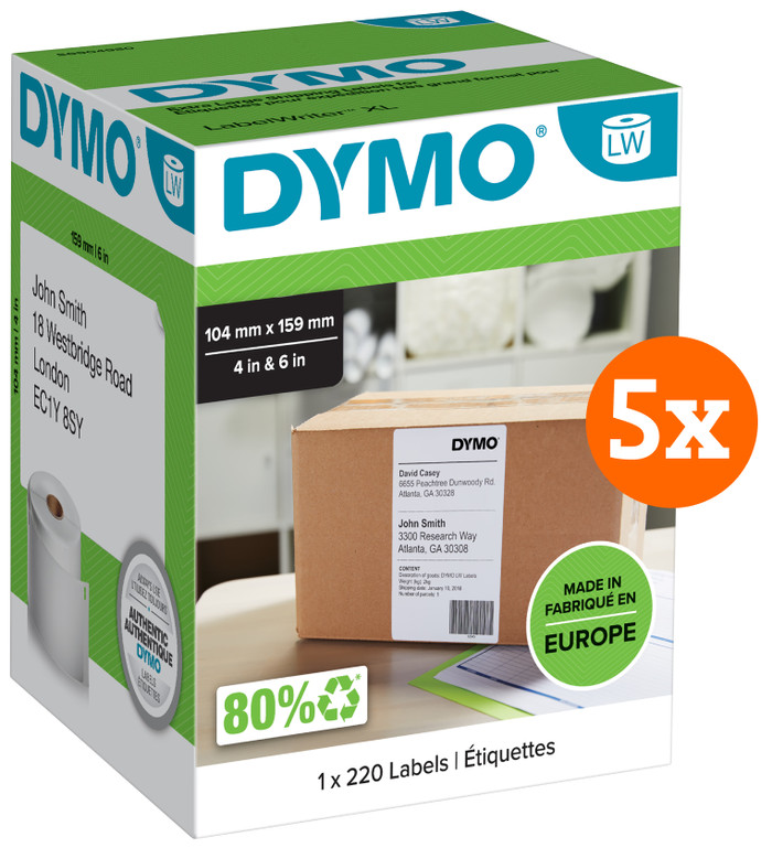 DYMO LabelWriter Extra Grote Etiketten 104 x 159 mm 5-pack Main Image
