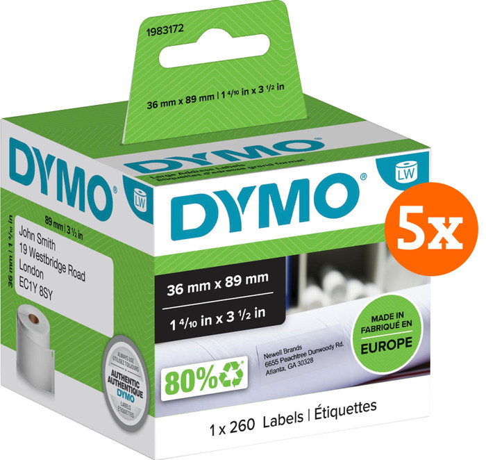 DYMO LabelWriter Adres Etiket 36x89mm 5-pack Main Image