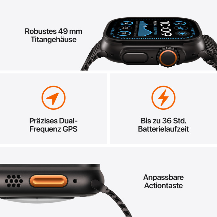 Apple Watch Ultra 2 4G 49 mm Schwarz Alpine Armband Grün M visueller lieferant