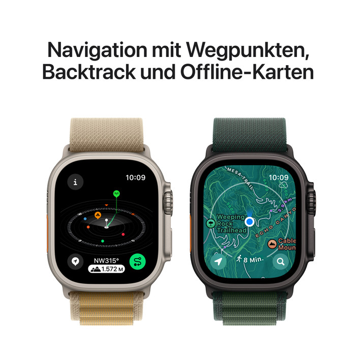 Apple Watch Ultra 2 4G 49 mm Schwarz Alpine Armband Grün M visueller lieferant