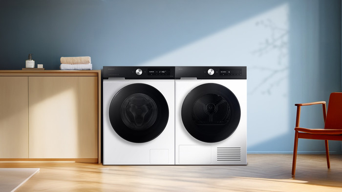 Samsung WW90DB7U94GE AI Wash + Samsung DV90DB7845GEU3 QuickDrive product in gebruik