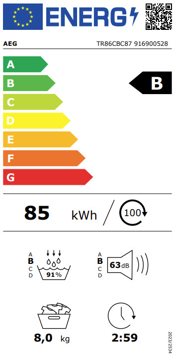 AEG TR86CBC87 AbsoluteCare energy label