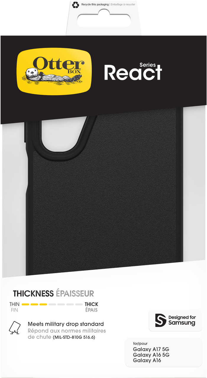 OtterBox React Samsung Galaxy A17 Back Cover Black packaging
