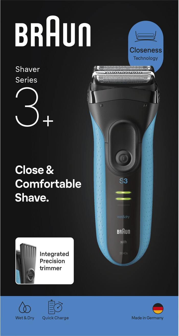 Braun Series 3+ 3040S Blauw verpakking