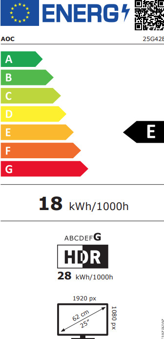 AOC 25G42E energielabel