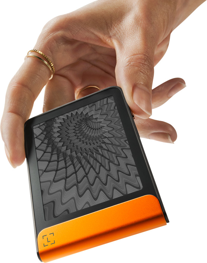 Ledger Flex Orange including Recovery Key product in use