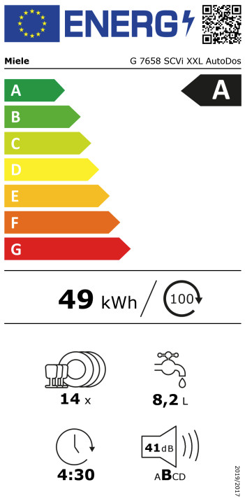 Miele G 7658 SC Vi XXL AutoDos energy label