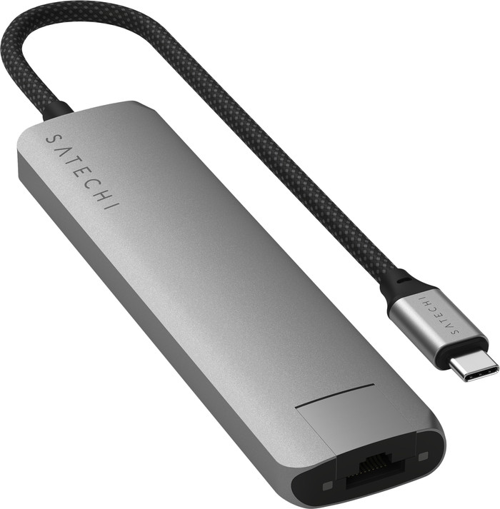Satechi Usb C 7-in-1 Slim Multiport Adapter met Ethernet Space Grey accessoire