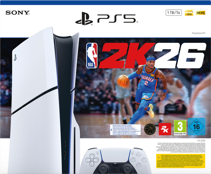 PlayStation 5 Slim Disc Edition + NBA 2K26 voorkant