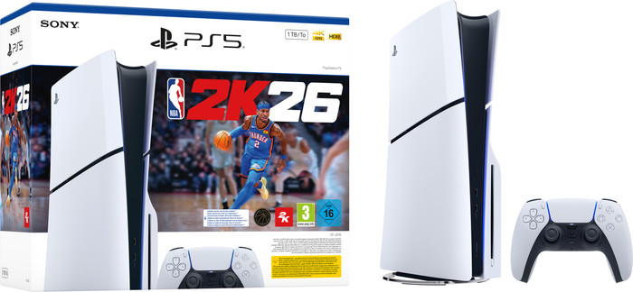 PlayStation 5 Slim Disc Edition + NBA 2K26 voorkant