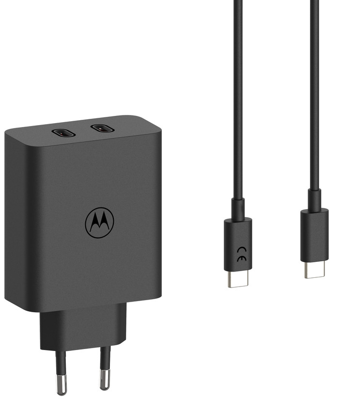 Motorola TurboPower Oplader 125W met 2 Poorten + Usb C kabel bovenkant