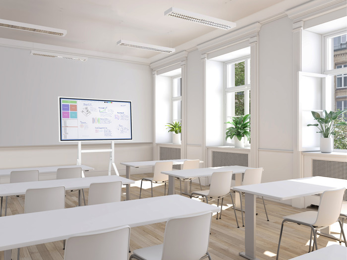 Neomounts MOVE Go Flip FL50-515WH1 Samsung Flip Trolley 55-65 inches product in use