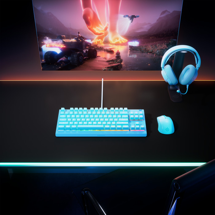 SteelSeries Apex 3 TKL Aqua QWERTY product in use