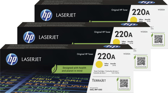 HP 220A LaserJet Toner Cartridge Yellow (3 units) Main Image