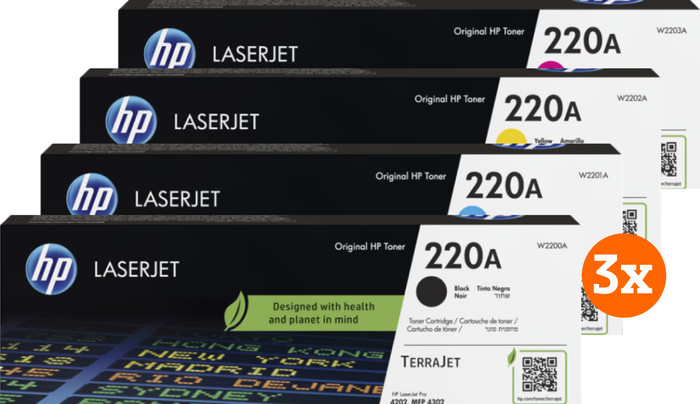 HP 220A LaserJet Toner Cartridge Combo Pack (3 units) Main Image