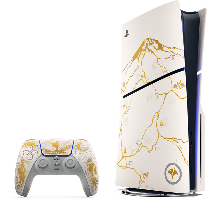 PlayStation 5 Slim Disc Edition + Ghost of Yotei Gold Limited Edition front