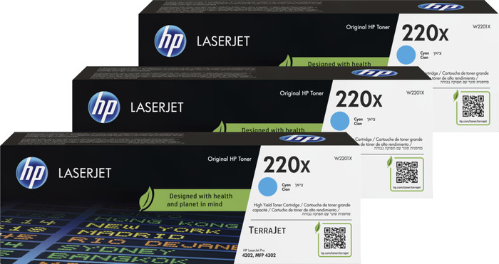 HP 220X LaserJet Toner Cartridge Cyan (3 units) Main Image