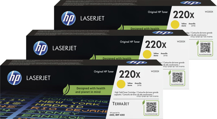 HP 220X LaserJet Toner Cartridge Yellow (3 units) Main Image