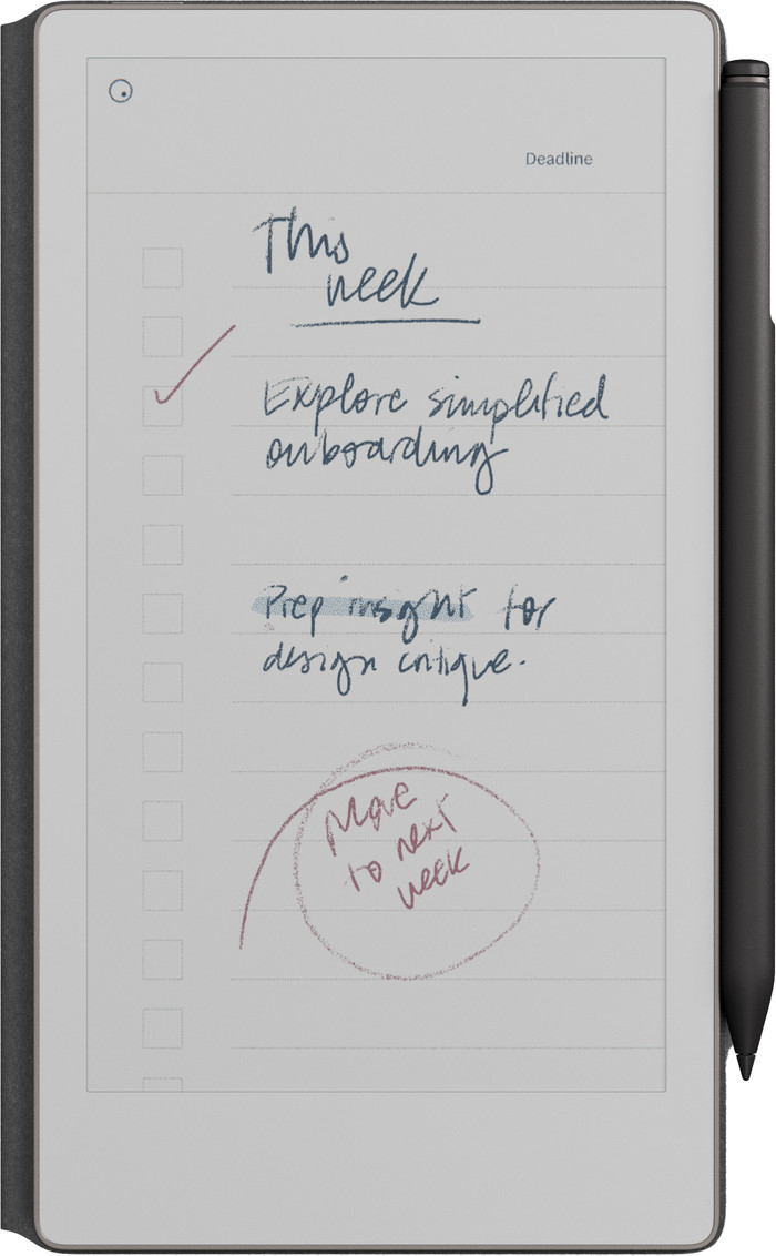 reMarkable Paper Pro Move met Book Case Leer Zwart voorkant