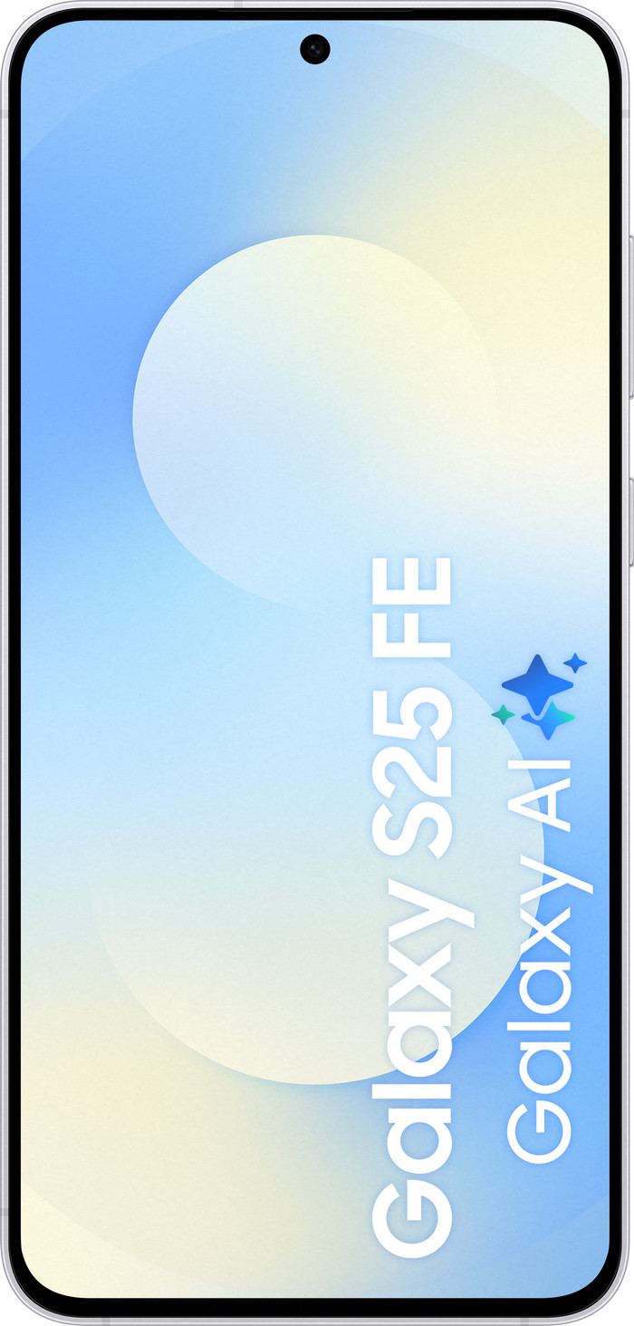 Samsung Galaxy S25 FE 128GB Light Blue 5G + BlueBuilt Back Cover Transparent front