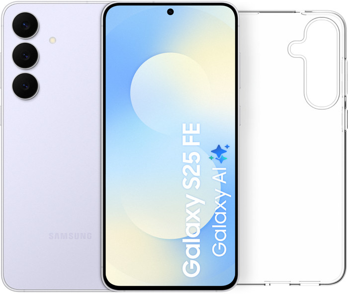 Samsung Galaxy S25 FE 128GB Light Blue 5G + BlueBuilt Back Cover Transparent Main Image