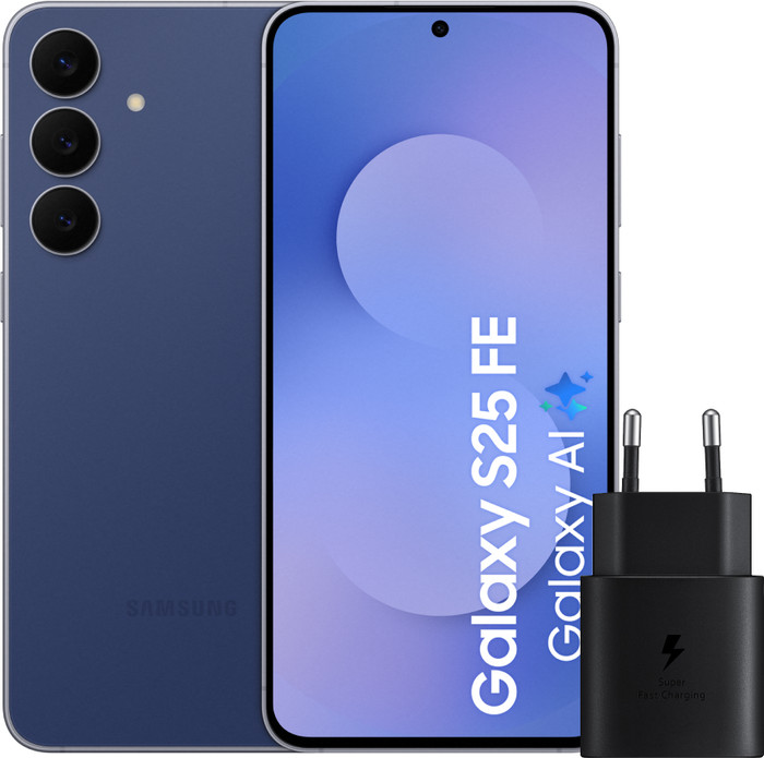 Samsung Galaxy S25 FE 128GB Donkerblauw 5G + Samsung Oplader 25 Watt Zwart Main Image