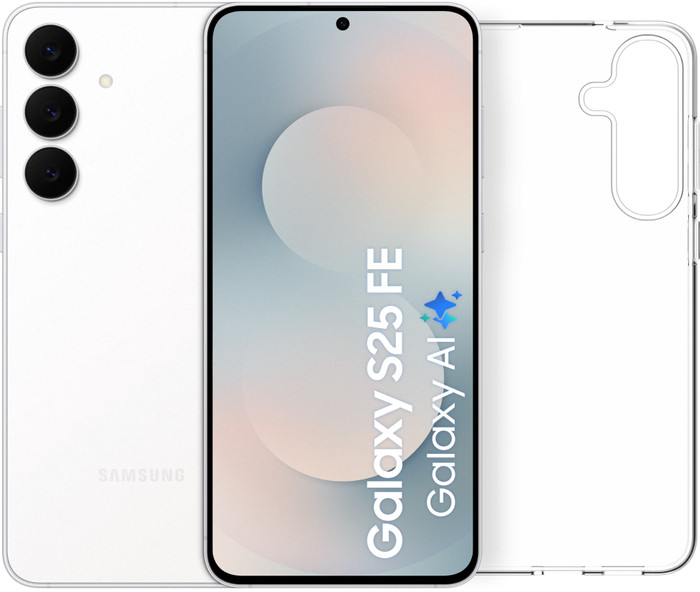Samsung Galaxy S25 FE 256GB White 5G + BlueBuilt Back Cover Transparent Main Image