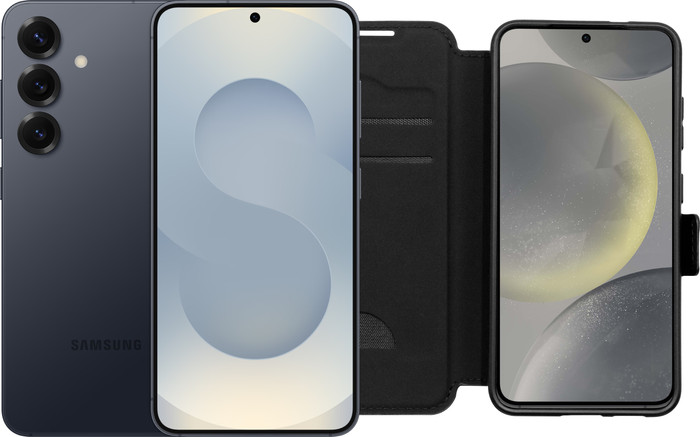 Samsung Galaxy S25 256GB Zilver 5G + BlueBuilt Book Case Zwart Main Image