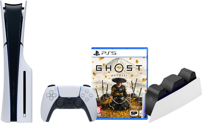 PlayStation 5 Slim Disc Edition + Ghost of Yotei + Charging Dock Main Image