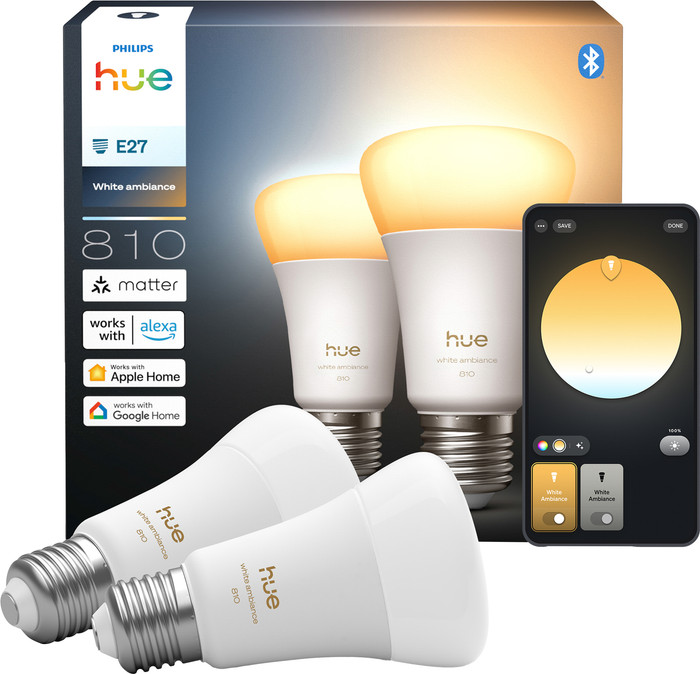 Philips Hue A60 White Ambiance 810 lumens E27 2-pack Main Image