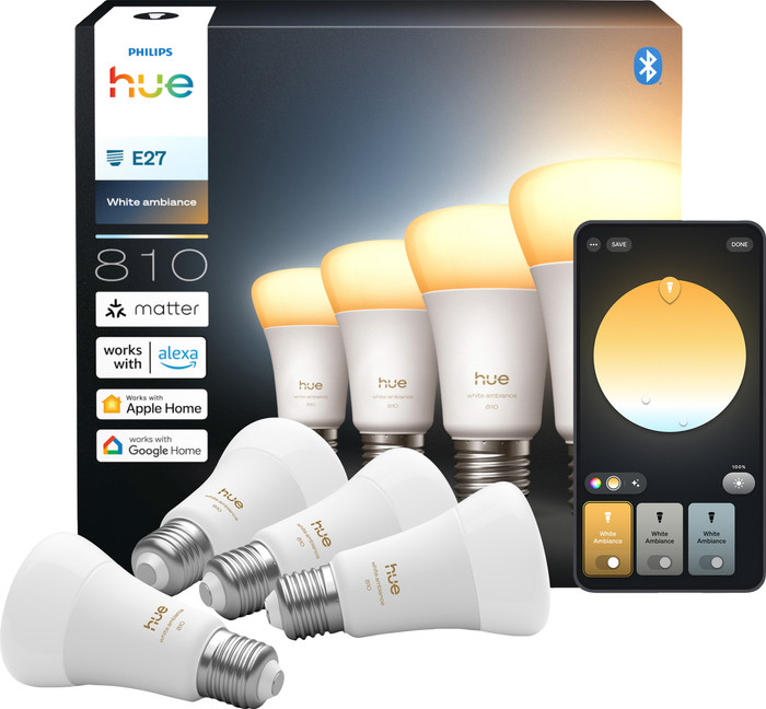 Philips Hue A60 White Ambiance E27 810lm 4-pack Main Image