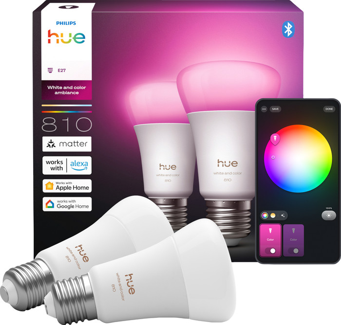 Philips Hue A60 White and Color E27 810 lumens 2-pack Main Image