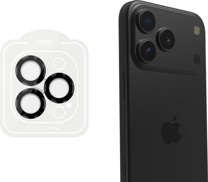 BlueBuilt Aluminium Camera Lens Protector Apple iPhone 17 Pro/17 Pro Max Black voorkant