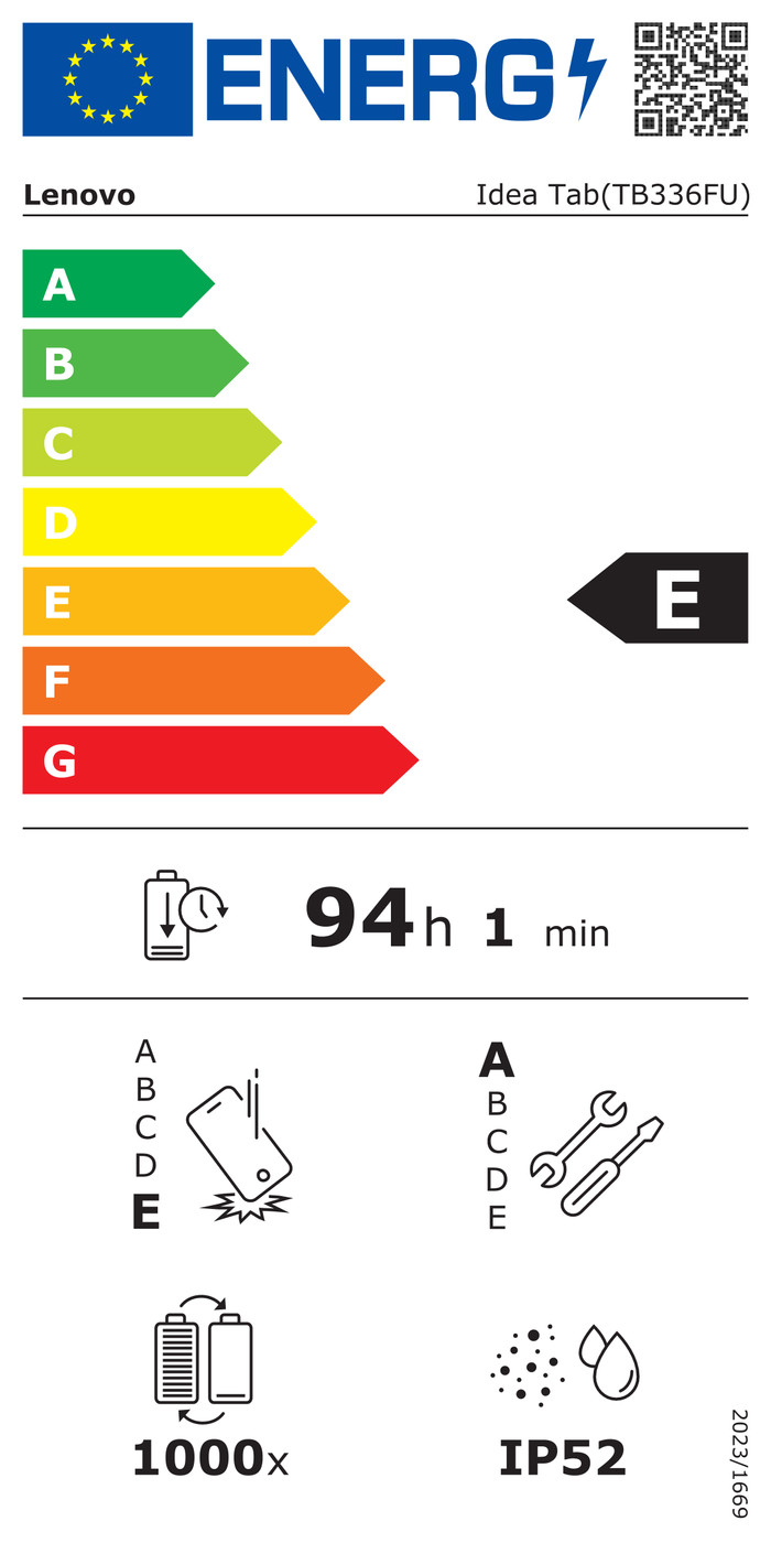 Lenovo Idea Tab Pro 11 inches 256GB WiFi Gray with Stylus energy label