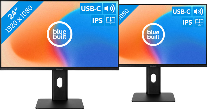 BlueBuilt 24 inch Full HD Monitor met USB C Duo pack Main Image
