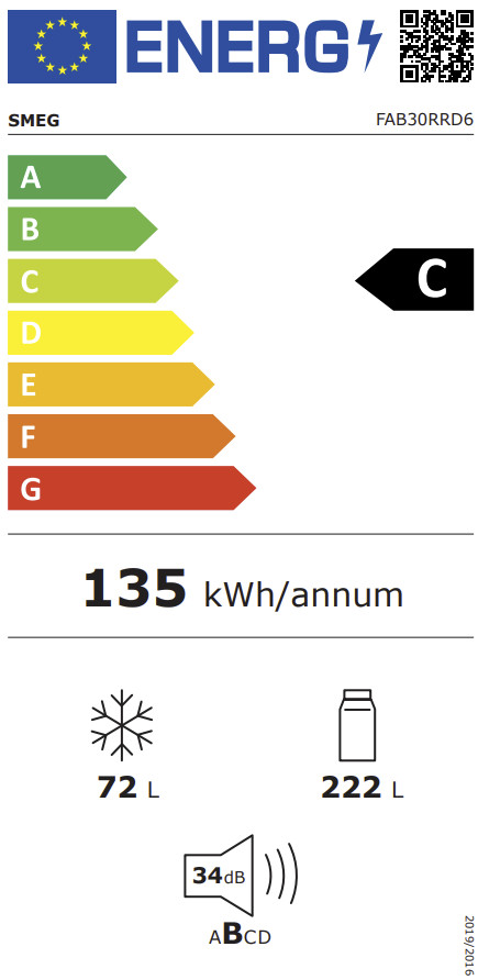 SMEG FAB30RRD6 energy label