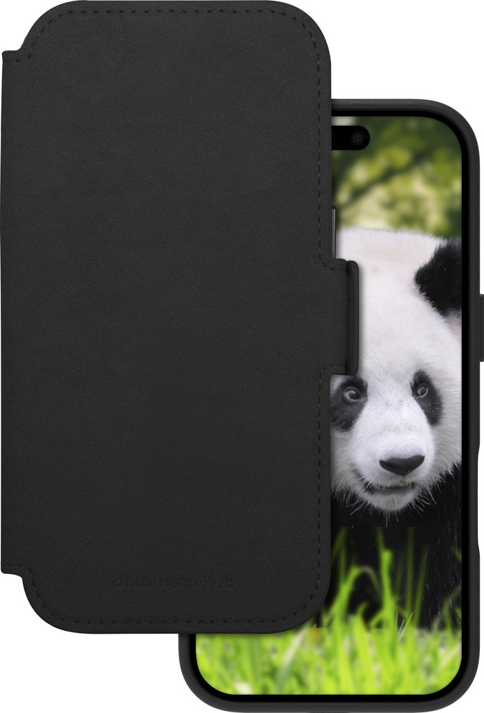 DBramante1928 Lynge iPhone 17 Book Case Leer met MagSafe Zwart voorkant