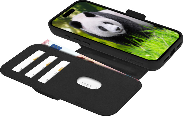 DBramante1928 Lynge iPhone 17 Pro Max Book Case Leer met MagSafe Zwart voorkant