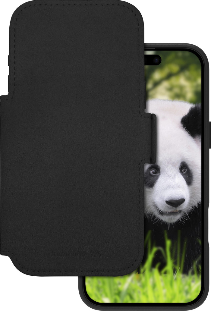 DBramante1928 Lynge iPhone 17 Pro Max Book Case Leer met MagSafe Zwart voorkant