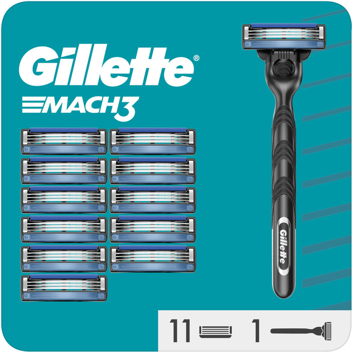 Gillette Mach3 + 12 Navulmesjes verpakking