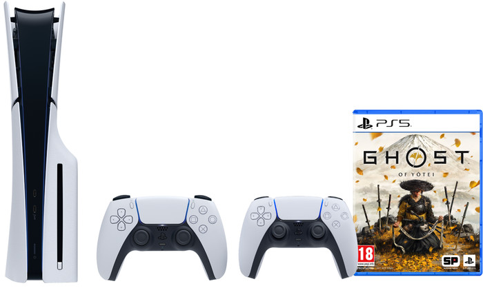 PlayStation 5 Slim Disc Edition + Ghost of Yotei + Extra Controller White Main Image