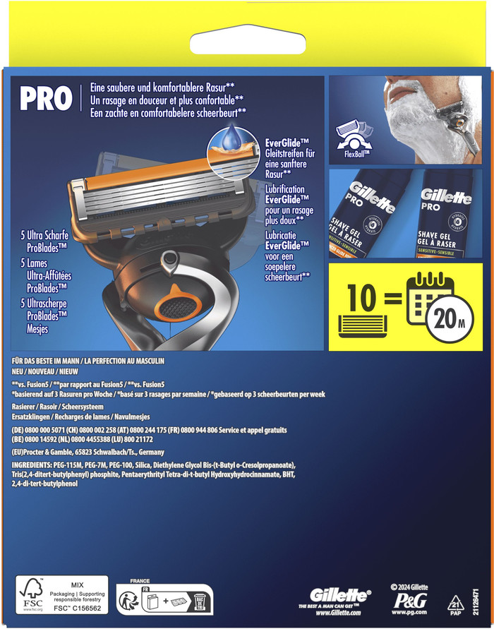 Gillette Proglide + 10 Navulmesjes verpakking
