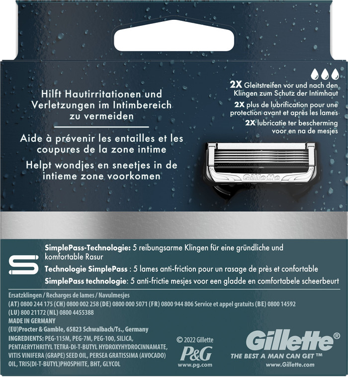 Gillette Intimate Replacement Blades (6 units) packaging