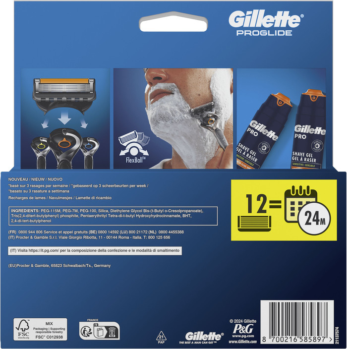 Gillette Proglide Navulmesjes (12 stuks) verpakking