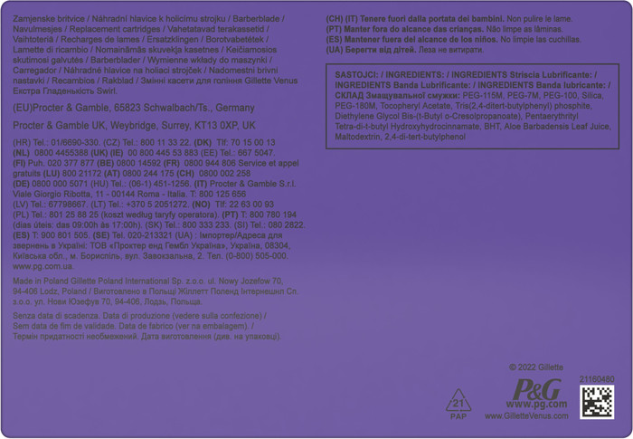 Gillette Venus Extra Smooth Swirl Navulmesjes (10 stuks) verpakking