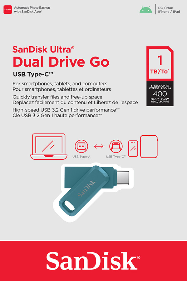 SanDisk Ultra Dual Drive Usb C 1TB Navagio Bay verpakking