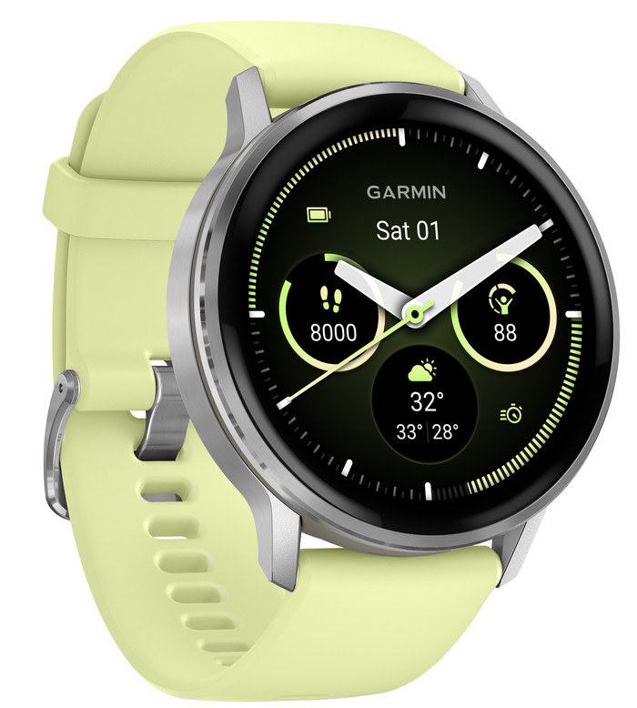 Garmin Venu 4 Zilver/Geel 45 mm linkerkant