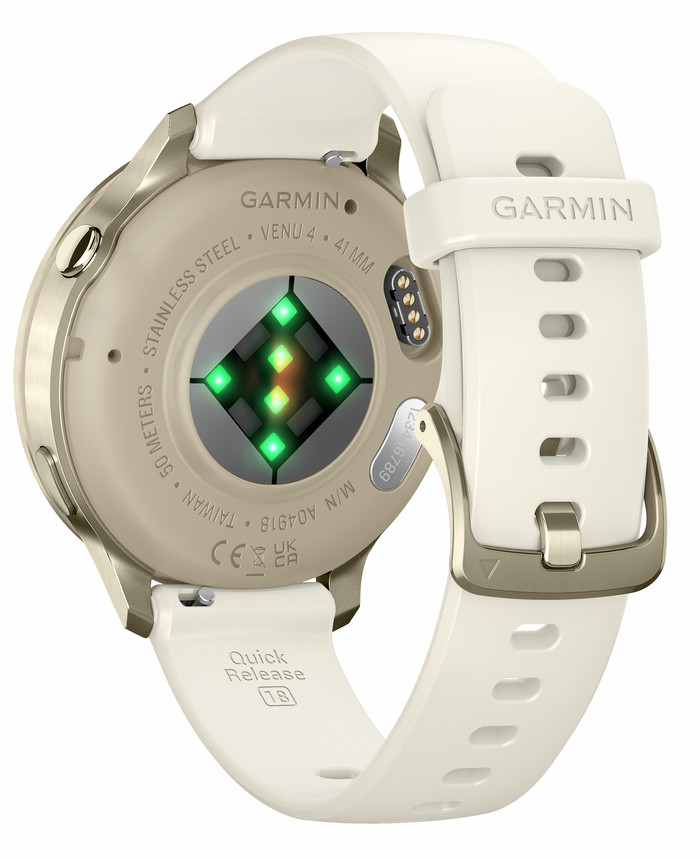Garmin Venu 4 Goud/Beige 41 mm achterkant